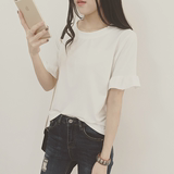 2016夏天必备韩版新品纯色学生闺蜜少女款宽松个性喇叭短袖t恤女