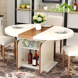 餐桌椅组合 简约现代圆形餐桌 可伸缩储物折叠小户型6人饭桌