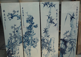 四幅挂画景德镇手绘瓷板画梅兰竹菊陶瓷装饰画客厅壁画