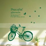 郊游自行车墙贴 个性墙贴 卧室 婚房 绿草 单车 英文 01588