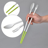 日本ECHO筷子勺子套装厨房创意长柄儿童叉子可爱冰淇淋勺宝宝汤匙