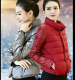 棉衣女短款2015冬装新款韩版修身羽绒棉服PU皮加厚短装小棉袄外套