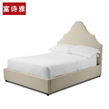 新中式后现代实木布艺床 双人婚床 1.8米公主床 酒店客房家具定制
