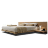 日式榻榻米床 1.8米双人床 1.5m原木色婚床 板式床 床头柜一体床