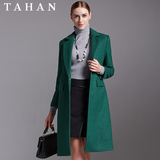 TAHAN/太和2015毛呢西装外套女收腰中长款羊毛呢子大衣TAE41H211