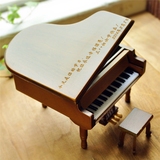 diy定制刻字木质钢琴音乐盒创意八音盒生日礼物送男女友闺蜜特别