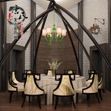 新中式酒店餐椅餐厅休闲椅现代简约实木布艺洽谈桌椅欧式餐椅组合