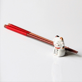 饰摆件日式和风陶瓷可爱招财铃铛猫咪筷子架餐桌筷子托勺架筷枕装
