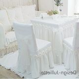 Design-Julliette白色公主布艺蕾丝桌子椅子套桌布组合台布餐饮套