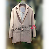韩式三彩女装2015年冬季纯色羊毛呢外套新款大衣S540155现货