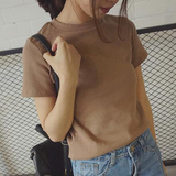 2016春季韩版新品女装新款简约学院风短袖T恤磨毛棉打底衫上衣女