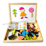 儿童磁性拼拼乐木质动物人物拼图黑白画板 宝宝早教益智积木玩具