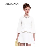 曼娅奴2015春款女装白色时尚百搭纯色休闲简约套装 MF1MA011