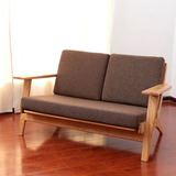 中式家具外贸出口原单白橡木纯实木布艺单人沙发床新品特价促销