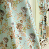 定制高档大气卧室客厅蓝色美式乡村田园风格欧式窗帘布全遮光成品