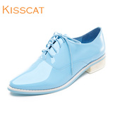 KISSCAT接吻猫 新款帅气尖头鞋气质系带深口女单鞋D55398-01
