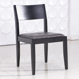 尚木雅居 现代简约餐椅 实木橡木皮坐垫椅子 黑色酒店餐馆餐桌椅