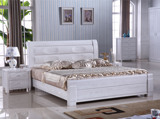 白色全实木床厚重款家具榆木床婚床高箱储物床开放漆双人床特价