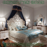 欧式床欧式白色实木双人床法式镂1米8床金箔银箔2米小户型双人床