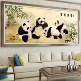 富贵满堂十字绣动物系列新款客厅挂画大幅国宝熊猫十字绣丝线印花