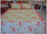 韩国外贸绗缝床盖床单三件套棉布花朵叶子四季被空调被夏凉被包邮
