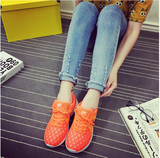 2015韩版勾勾赤足最新款跑鞋登月网面透气运动鞋初代之初学生女鞋
