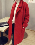 2015新款女装韩版毛昵大衣宽松韩范妮子茧型中长款毛呢外套冬4002