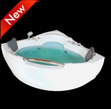 豪华按摩浴缸双人浴缸冲浪浴池三角浴缸扇形扶手恒温加热浴缸1.5m