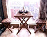 子椅子咖啡厅户外茶桌茶几简易休闲快餐桌实木双人餐桌椅组合折叠