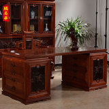 瑞名华 红木办公桌 实木书桌大班台 中式缅甸花梨木办公书房家具