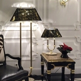 时尚奢华新古典蕾丝刺绣灯罩扭纹铜制灯体金色装饰客厅卧室落地灯