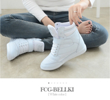 冬季韩版隐形内增高女鞋坡跟休闲运动高帮鞋白色学生板鞋8-10cm潮
