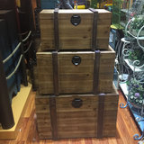 70ccm 特大复古实木箱收纳箱创意箱子茶几收纳整理箱带锁原木箱子