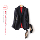 日本代购通勤女装职场圆点优雅西装气质OL风格修身一粒扣羊毛外套