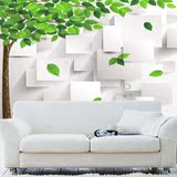 现代简约大型壁画壁纸墙纸电视卧室客厅沙发背景墙清新绿色大树3D
