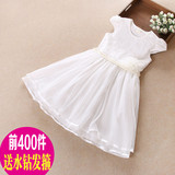 童装2016新款韩国女童连衣裙夏装白色纱裙中大童儿童短袖公主裙子