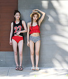 韩版新款潮流前沿运动字母三件套高腰刚拖聚拢遮肚显瘦女泳衣
