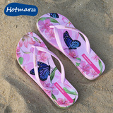 hotmarzz/黑玛夏季3D花朵图案女款人字拖鞋平底防滑凉拖沙滩鞋