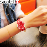 专柜正品斯沃琪 Swatch 手表2015红色日期显示罂粟花田GW705