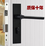 室内门锁太空铝门锁木门卧室套装门锁房门锁消音门锁三件套黑色锁