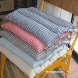 米米迪日式良品纯色素色田园棉麻条纹办公椅垫布艺棉麻舒适坐垫