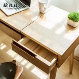 北欧宜家纯实木梳妆台日式简约现代卧室创意翻盖白橡木化妆台书桌