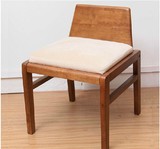 胡桃色实木梳妆凳中式带靠背软座妆凳简约时尚矮凳换鞋凳