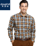 Dave Hill2016春季新品长绒棉磨毛格子时尚商务休闲长袖衬衫男士