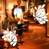 鞋衣柜对蝶鞋店咖啡奶茶餐厅酒吧服装橱窗玻璃装饰创意贴画墙贴纸
