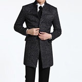 韩国代购男装冬季保暖毛呢外套潮男士韩版修身加棉中长款羊毛大衣