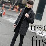 2015羊毛毛呢大衣男潮韩版修身型商务风衣中长款纯色英伦呢子外套