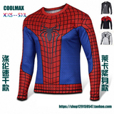 Spiderman蜘蛛侠T恤长袖男 速干衣紧身衣漫威 大码圆领弹力排汗