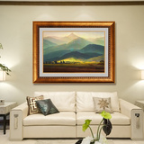 大卫巨人山欧式抽象油画肌理客厅玄关巨幅有框现代美式乡村装饰画