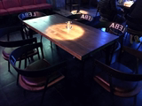 艺复古原木酒吧西餐厅长条桌咖啡厅桌椅组合6人美式实木餐桌圆铁